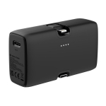Recycled plastic power bank with charge indicator, 20 W black colour