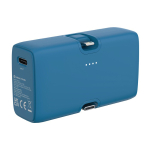 Recycled plastic power bank with charge indicator, 20 W blue colour