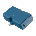 Recycled plastic power bank with charge indicator, 20 W blue colour