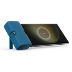 Recycled plastic power bank with charge indicator, 20 W blue colour