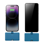 Recycled plastic power bank with charge indicator, 20 W blue colour