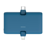 Recycled plastic power bank with charge indicator, 20 W blue colour