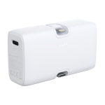 Recycled plastic power bank with charge indicator, 20 W white colour