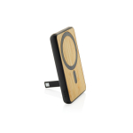 Magnetic bamboo wireless charging power bank, 5,000 mAh black colour