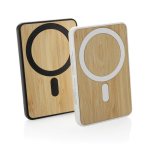 Magnetic bamboo wireless charging power bank, 5,000 mAh black colour