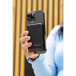 Magnetic bamboo wireless charging power bank, 5,000 mAh black colour