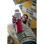 Recycled steel thermal bottle with leakproof cap, 600 ml red colour