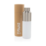 Recycled steel thermal bottle with leakproof cap, 600 ml white colour