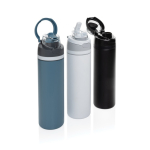 Double-wall recycled stainless steel bottle, 720 ml black colour