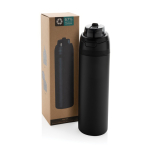 Double-wall recycled stainless steel bottle, 720 ml black colour