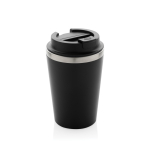 Eco-friendly double-wall thermal mug with anti-drip lid, 350 ml black colour