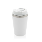Eco-friendly double-wall thermal mug with anti-drip lid, 350 ml white colour