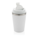 Eco-friendly double-wall thermal mug with anti-drip lid, 350 ml white colour