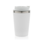 Eco-friendly double-wall thermal mug with anti-drip lid, 350 ml white colour