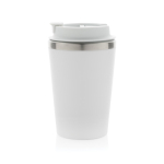 Eco-friendly double-wall thermal mug with anti-drip lid, 350 ml white colour