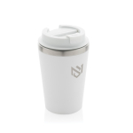 Eco-friendly double-wall thermal mug with anti-drip lid, 350 ml white colour