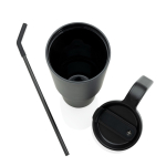 Recycled stainless steel thermal tumbler, anti-drip, 900 ml black colour
