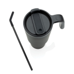 Recycled stainless steel thermal tumbler, anti-drip, 900 ml black colour