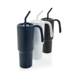 Recycled stainless steel thermal tumbler, anti-drip, 900 ml black colour