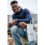 Recycled stainless steel thermal tumbler, anti-drip, 900 ml white colour