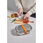 Stainless steel lunchbox with cutlery and strap, 1 L orange colour ambient view 3 