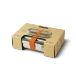 Stainless steel lunchbox with cutlery and strap, 1 L orange colour view with box