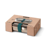 Stainless steel lunchbox with cutlery and strap, 1 L turquoise colour