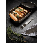 Stainless steel lunchbox with cutlery and strap, 1 L