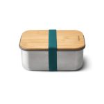 Stainless steel lunchbox with strap and lid, 1.25 L, Black+Blum turquoise colour