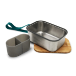 Stainless steel lunchbox with strap and lid, 1.25 L, Black+Blum turquoise colour