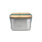 Stainless steel lunchbox with strap and lid, 1.25 L, Black+Blum turquoise colour