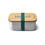 Stainless steel lunchbox with strap and lid, 1.25 L, Black+Blum turquoise colour
