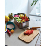 Stainless steel lunchbox with strap and lid, 1.25 L, Black+Blum turquoise colour