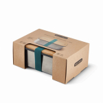 Stainless steel lunchbox with strap and lid, 1.25 L, Black+Blum turquoise colour