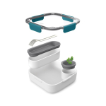 Lunchbox with interior containers and fork, 1 L turquoise colour