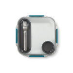 Lunchbox with interior containers and fork, 1 L turquoise colour