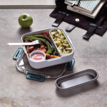 Lunchbox with interior containers and fork, 1 L turquoise colour