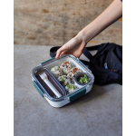 Lunchbox with interior containers and fork, 1 L turquoise colour