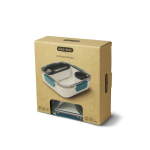Lunchbox with interior containers and fork, 1 L turquoise colour