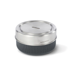 Glass bowl with silicone anti-drip lid, 750 ml silver colour