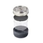 Glass bowl with silicone anti-drip lid, 750 ml silver colour