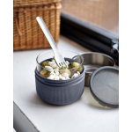 Glass bowl with silicone anti-drip lid, 750 ml silver colour