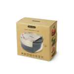 Glass bowl with silicone anti-drip lid, 750 ml silver colour