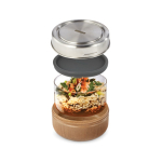Glass bowl with silicone anti-drip lid, 750 ml