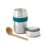 Leakproof stainless steel thermal flask, 400 ml turquoise colour