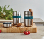 Leakproof stainless steel thermal flask, 400 ml turquoise colour