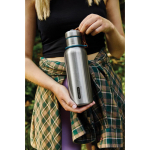Stainless steel thermal bottle with handle, 500 ml turquoise colour
