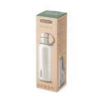Stainless steel thermal bottle with handle, 500 ml olive green colour view with box