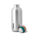 Stainless steel water bottle with anti-drip lid, 600 ml, Black+Blum turquoise colour