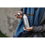 Stainless steel water bottle with anti-drip lid, 600 ml, Black+Blum turquoise colour